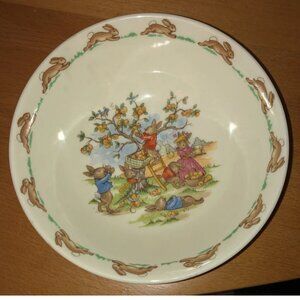 Royal Doulton Bunnykins Apple Picking 6″ Soup Bowl Vintage China